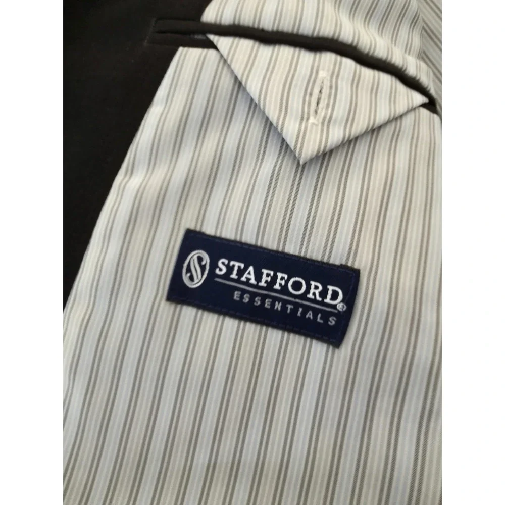 Stafford Blazer Jacket Men 44 L Black Sports Coat Business Wear 2 Buttons Vented
